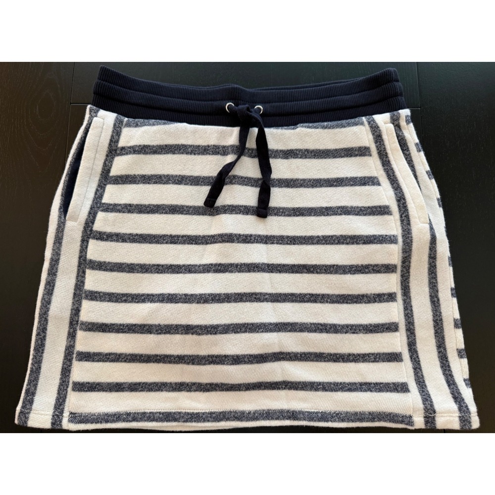 Jones New York Terrycloth Skort Skirt Womens S Navy Striped Soft Beachy